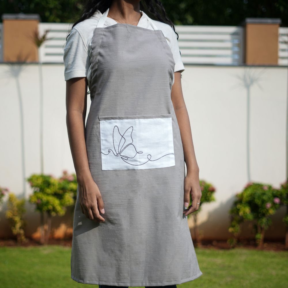 Butterfly Embroidered Kitchen Apron